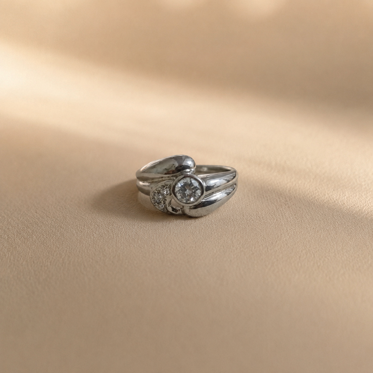 Modern Swirl CZ Ring