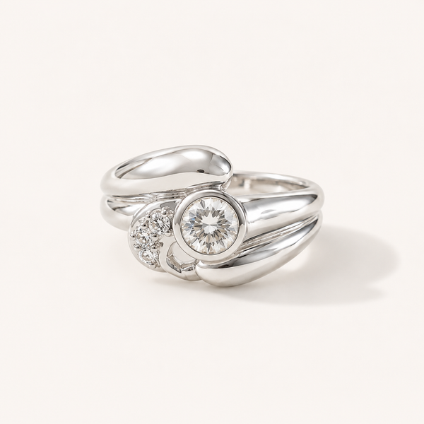 Modern Swirl CZ Ring