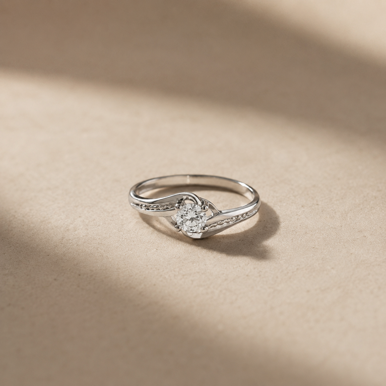 Twisted Heart Solitaire Ring