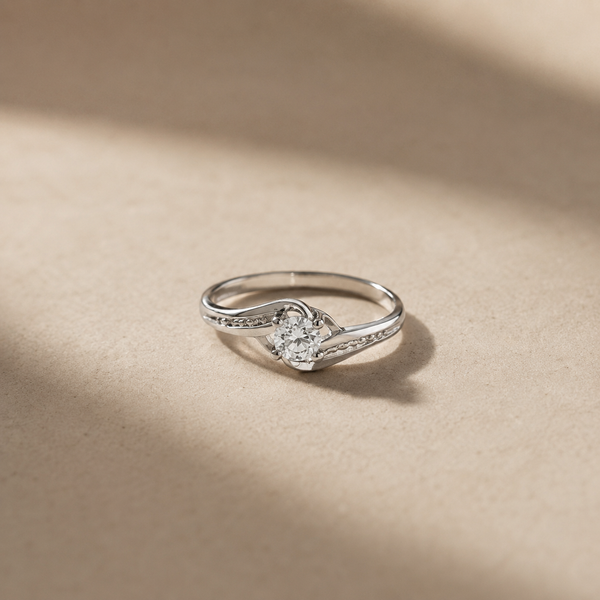 Twisted Heart Solitaire Ring