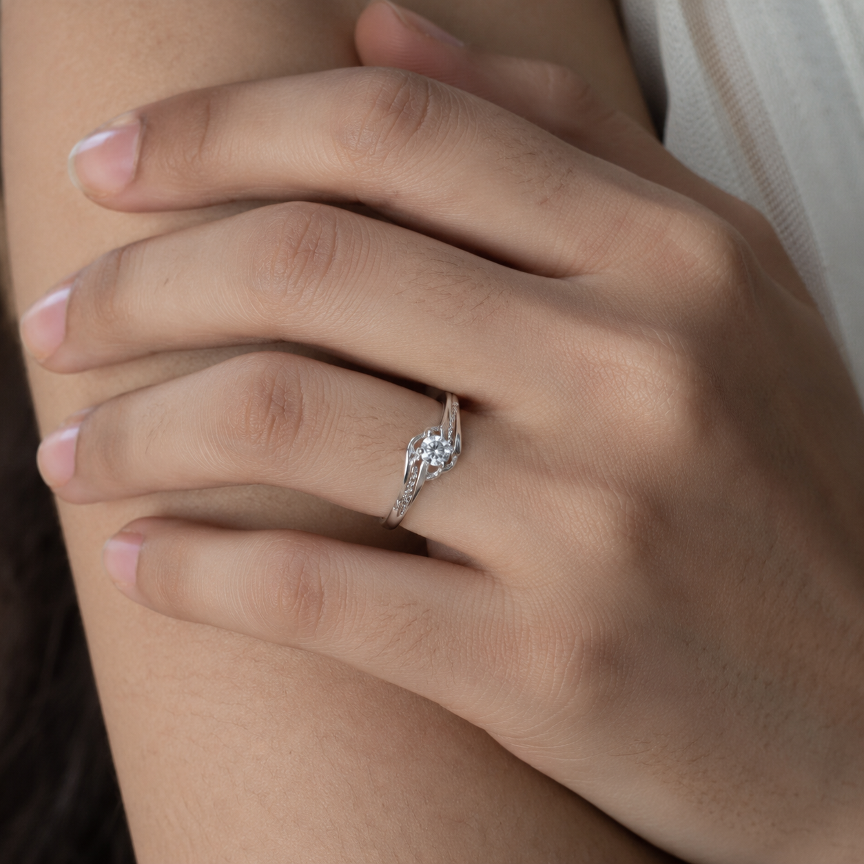 Twisted Heart Solitaire Ring