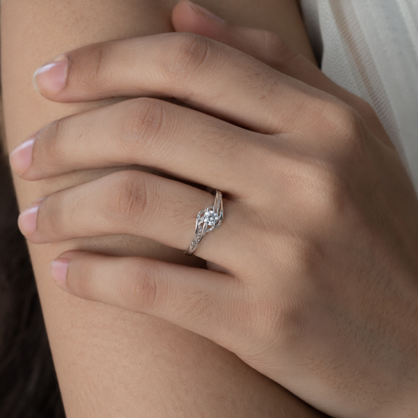 Twisted Heart Solitaire Ring