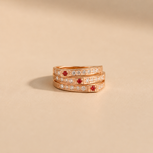 Ruby Radiance Multi-Band Ring