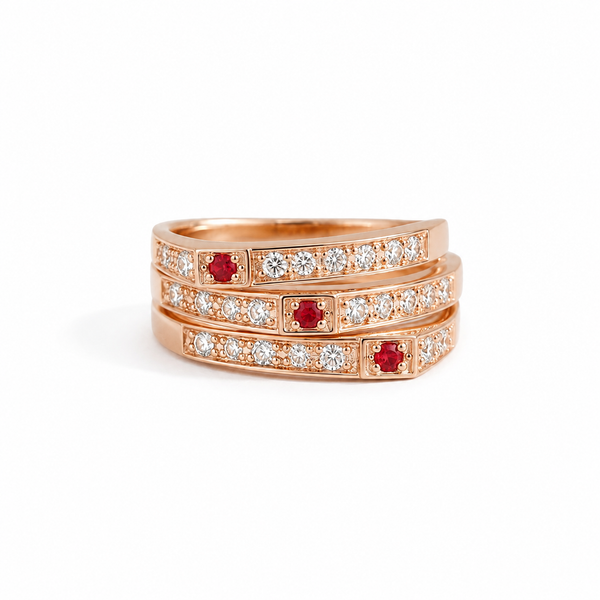 Ruby Radiance Multi-Band Ring