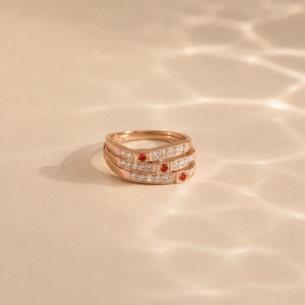 Ruby Radiance Multi-Band Ring