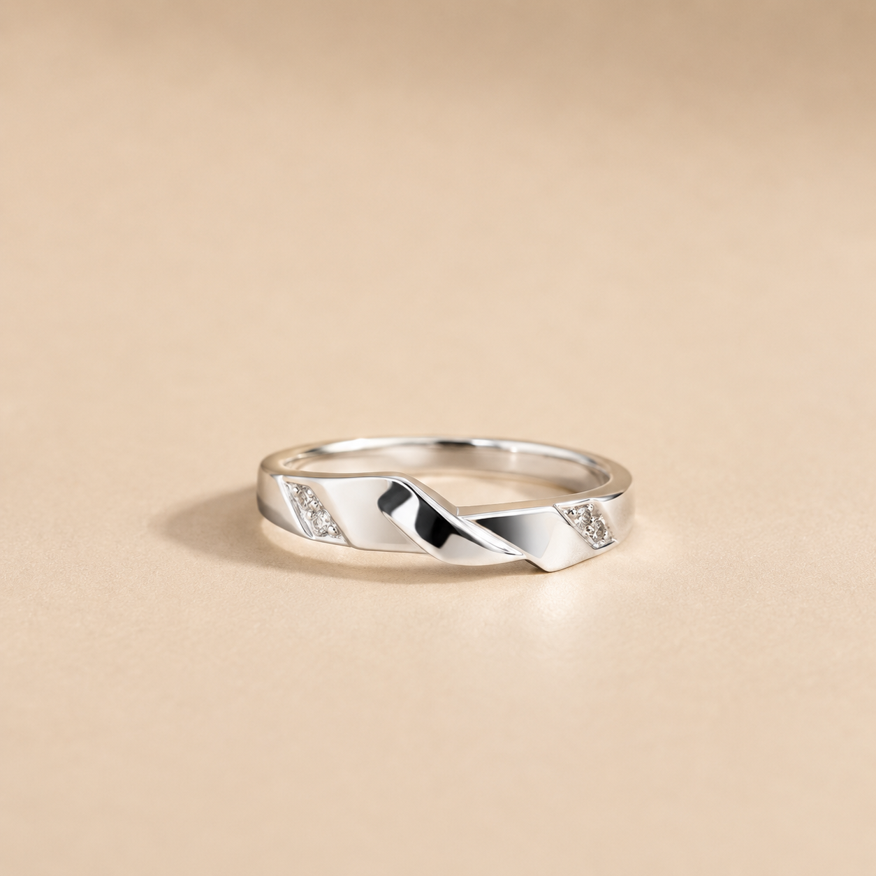 Twisted CZ Accent Band Ring