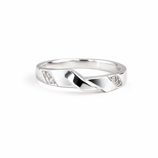 Twisted CZ Accent Band Ring