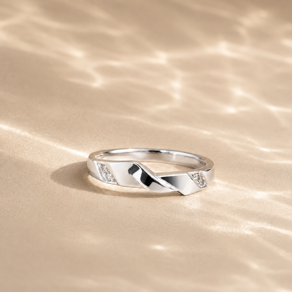 Twisted CZ Accent Band Ring
