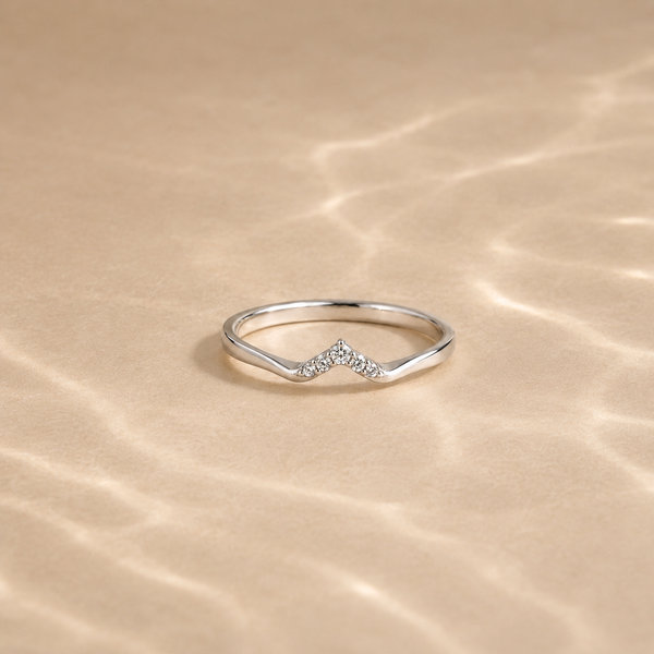 Chevron CZ Wishbone Ring