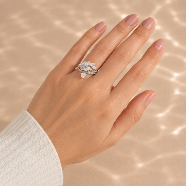 Aurora Leaf Cascade Ring