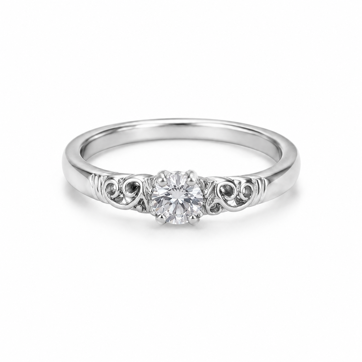 Vintage Scroll Solitaire Ring