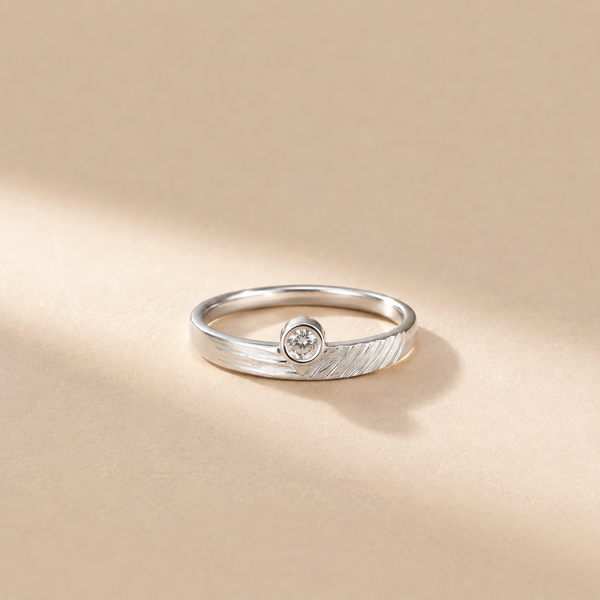 Brushed Bezel Solitaire Ring