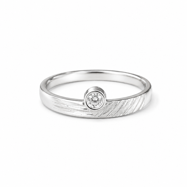 Brushed Bezel Solitaire Ring
