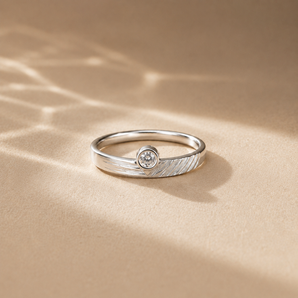 Brushed Bezel Solitaire Ring