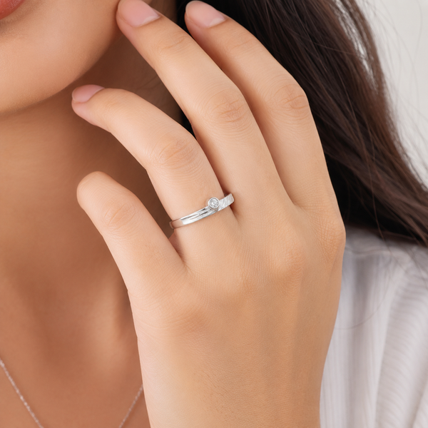 Brushed Bezel Solitaire Ring