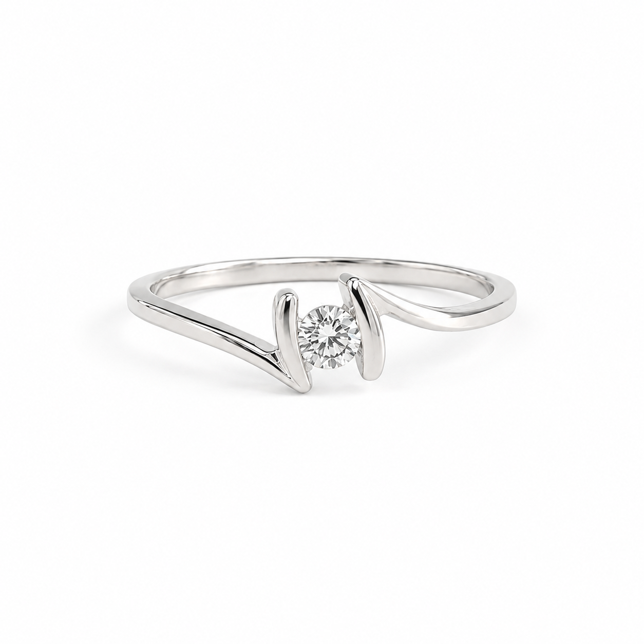 Modern Twist Solitaire Ring