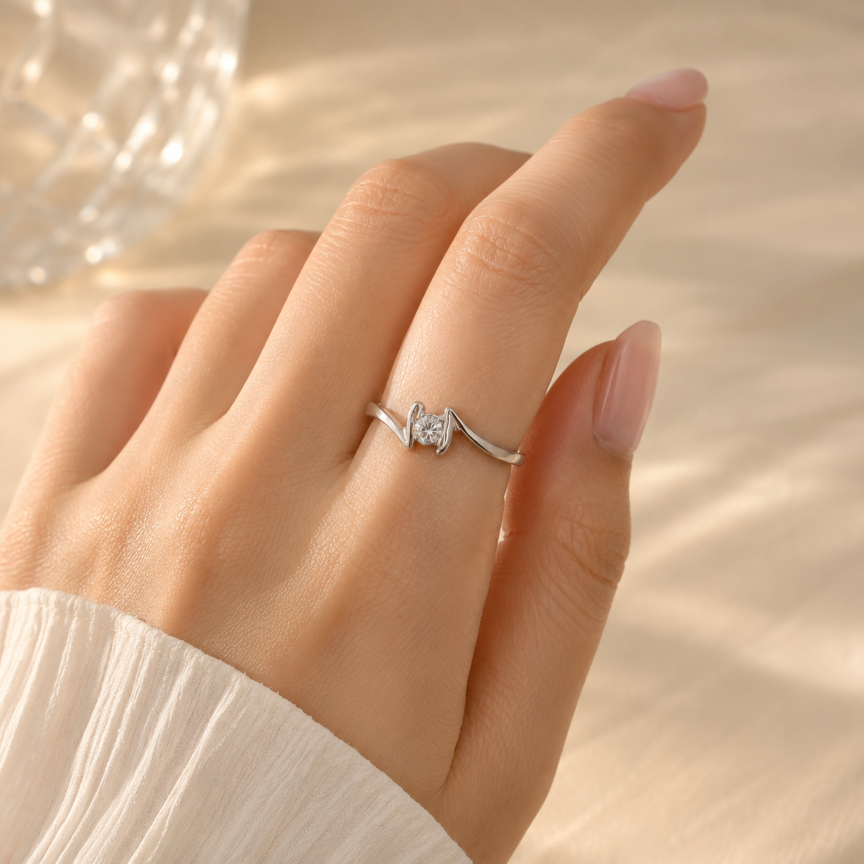Modern Twist Solitaire Ring