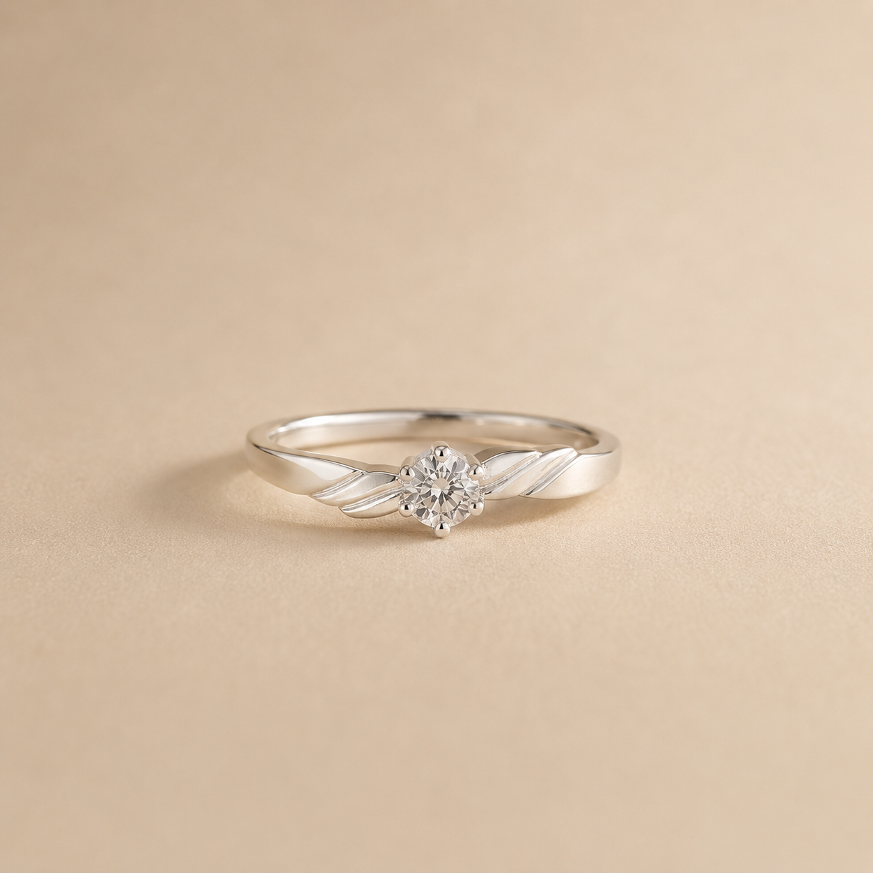 Leaf Twist Solitaire Ring