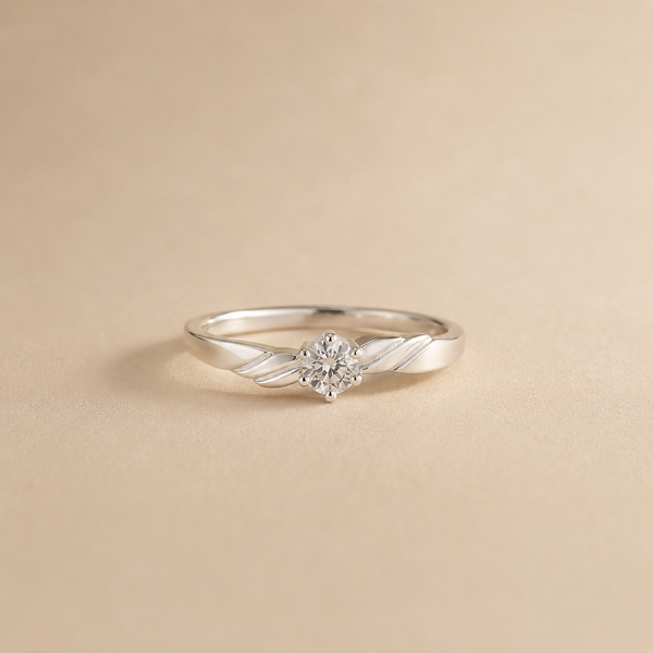 Leaf Twist Solitaire Ring