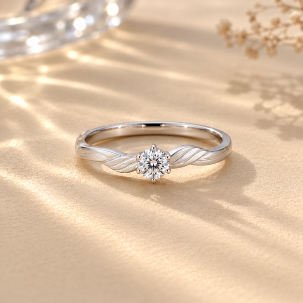 Leaf Twist Solitaire Ring