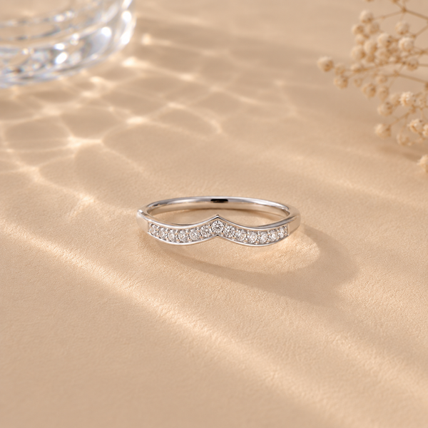 Chevron Pave CZ Band Ring