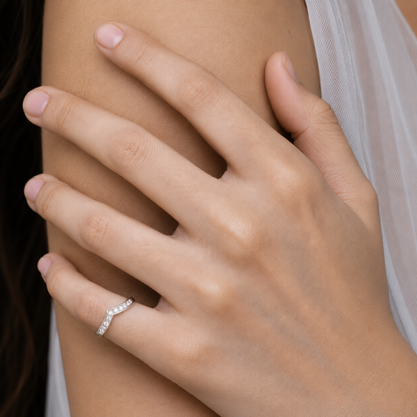 Chevron Pave CZ Band Ring