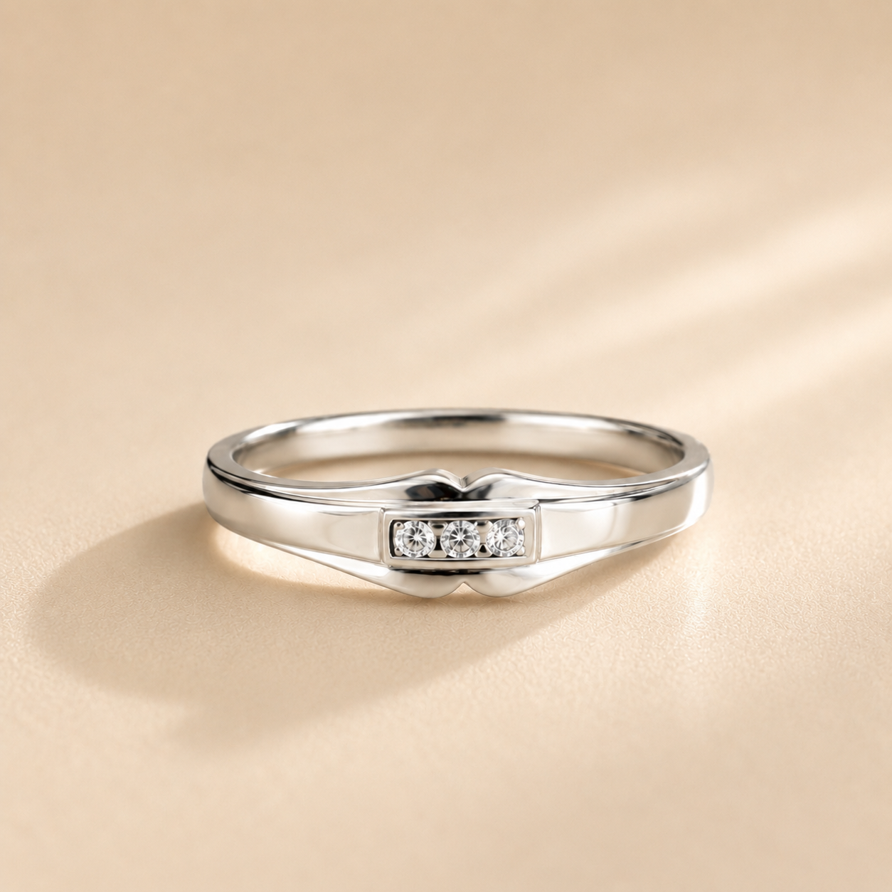 Three Stone Chevron Promise Ring