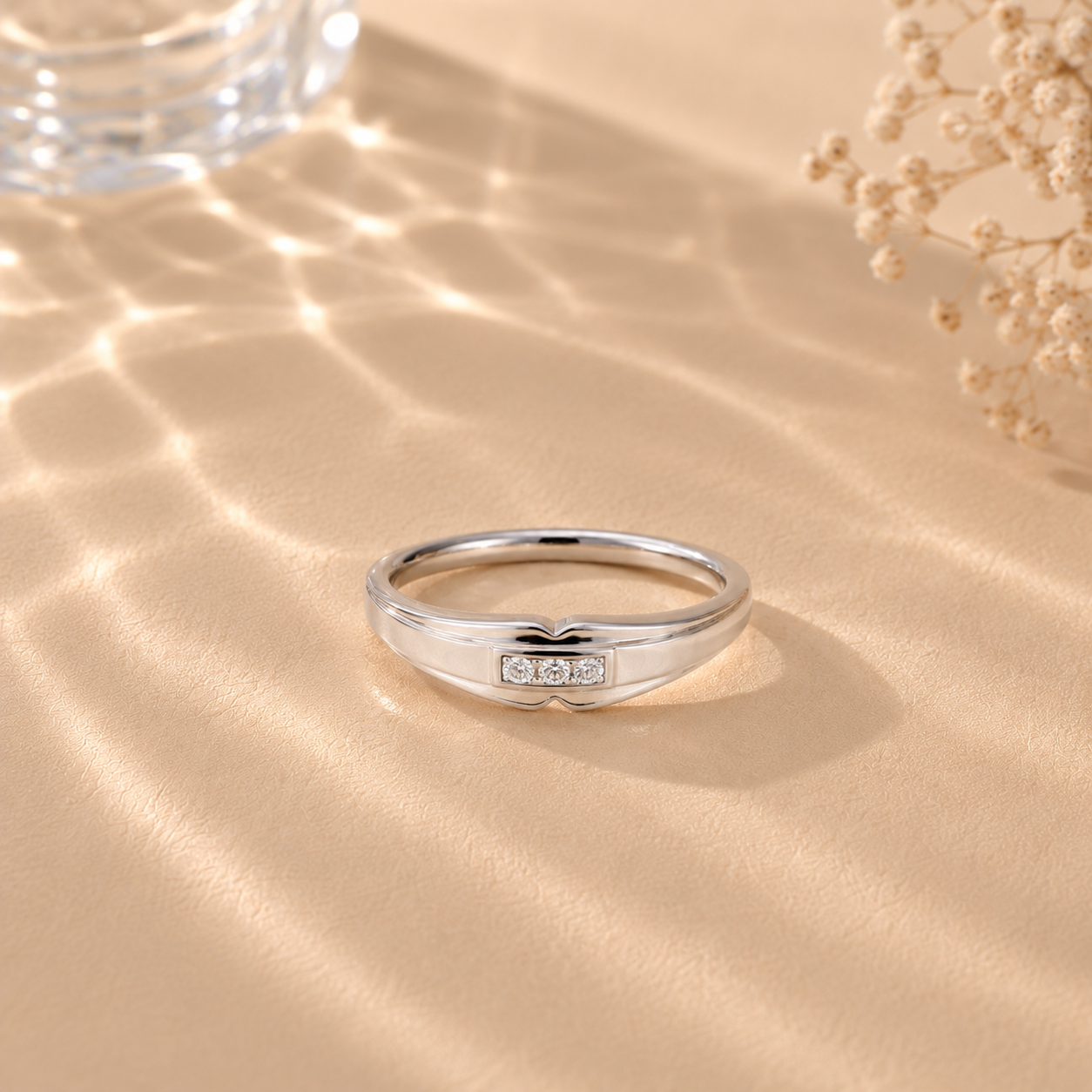 Three Stone Chevron Promise Ring