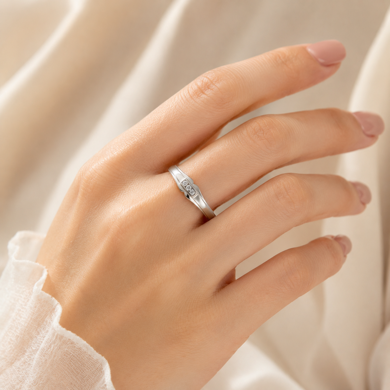 Three Stone Chevron Promise Ring