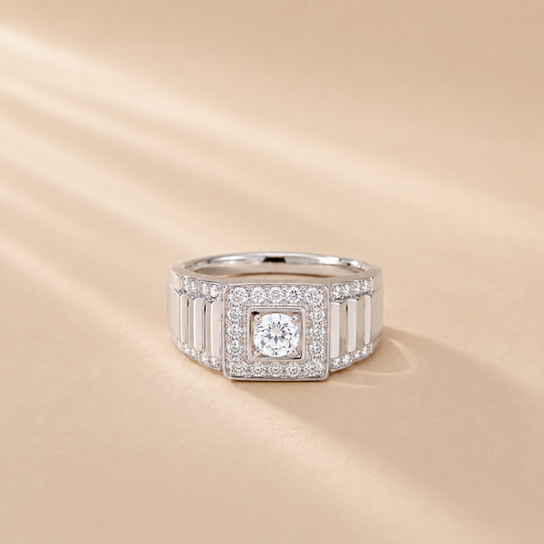 Royal Square Halo CZ Ring