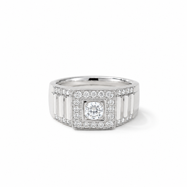 Royal Square Halo CZ Ring