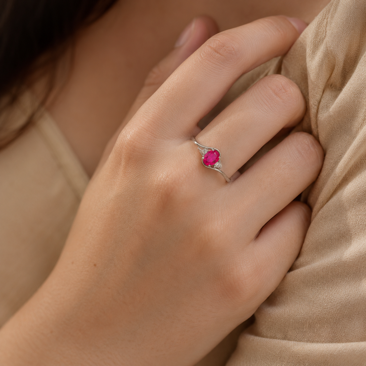 Aurelia Pink CZ Solitaire Ring