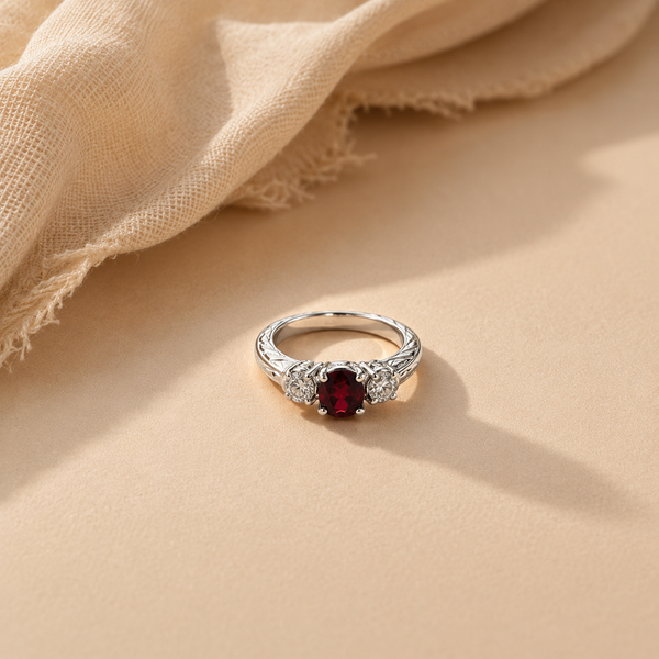 Victoria Garnet Three-Stone Ring