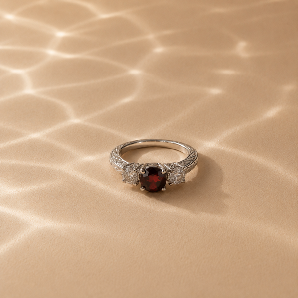 Victoria Garnet Three-Stone Ring