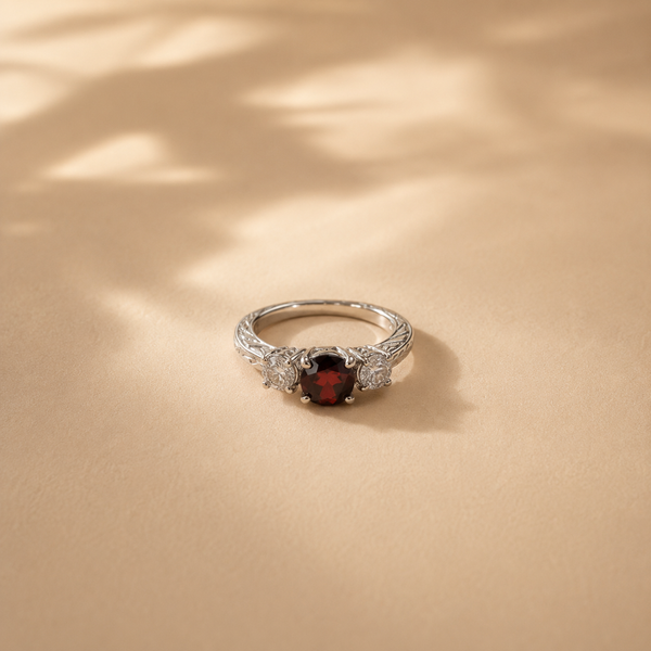 Victoria Garnet Three-Stone Ring