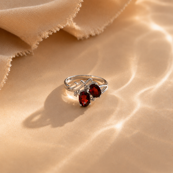 Twin Flame Garnet Ring
