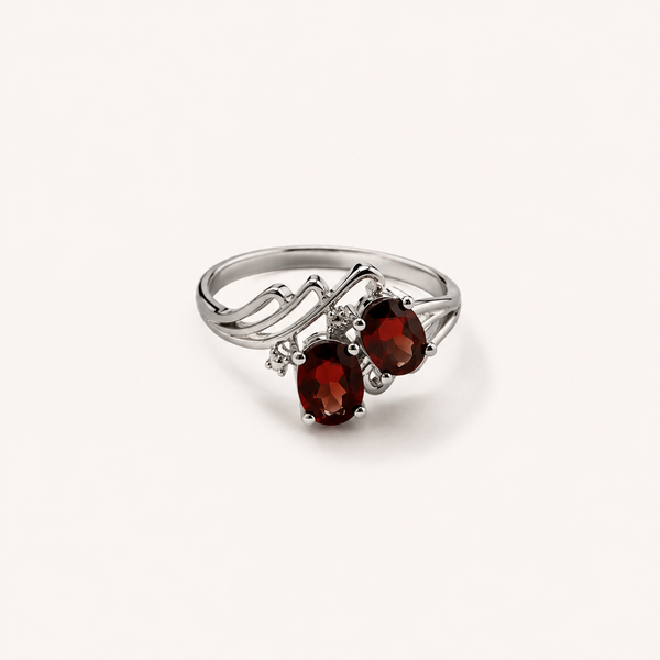 Twin Flame Garnet Ring
