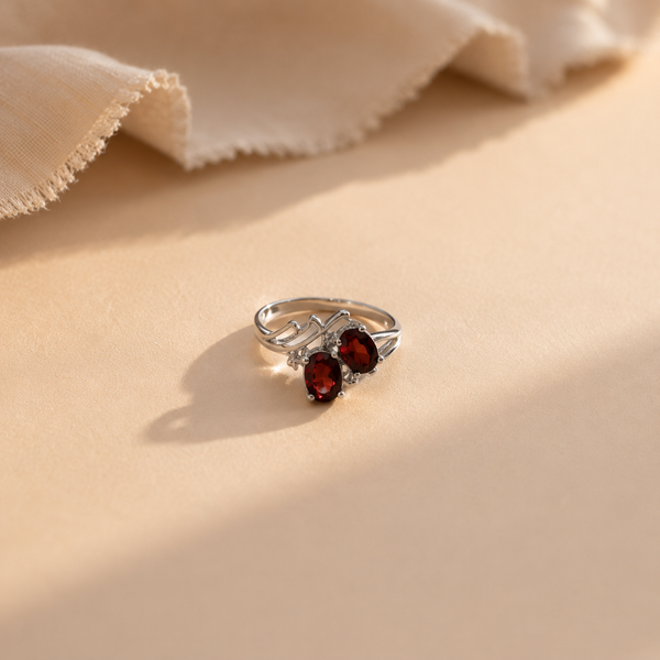 Twin Flame Garnet Ring
