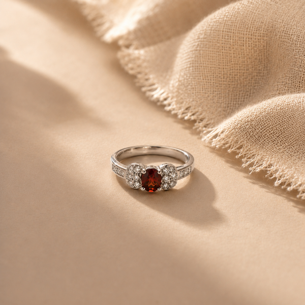 Royal Garnet Halo Ring