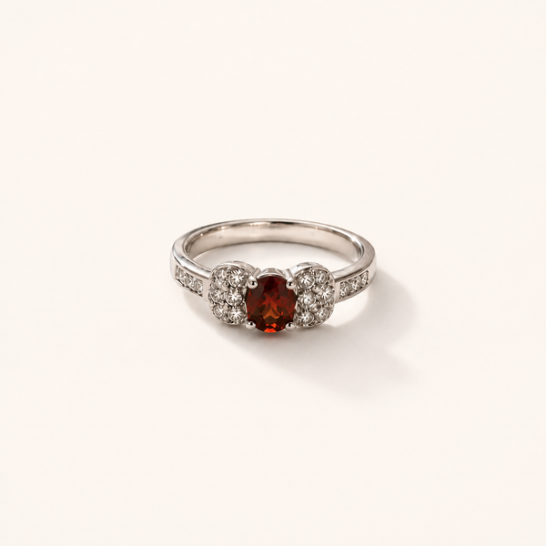Royal Garnet Halo Ring