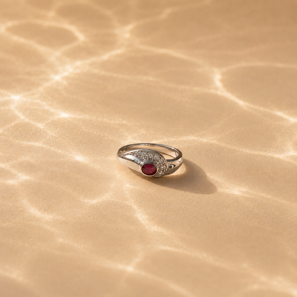 Petite Garnet Swirl Ring