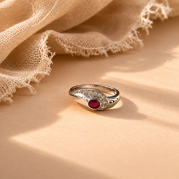 Petite Garnet Swirl Ring