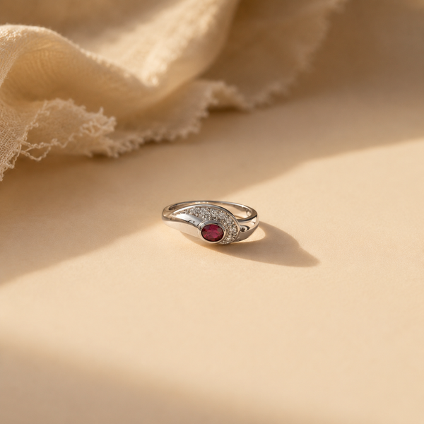 Petite Garnet Swirl Ring
