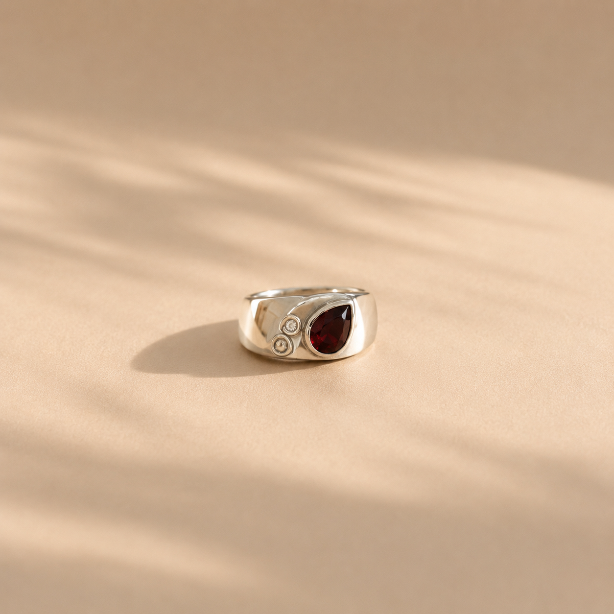 Pear Garnet Signet Ring