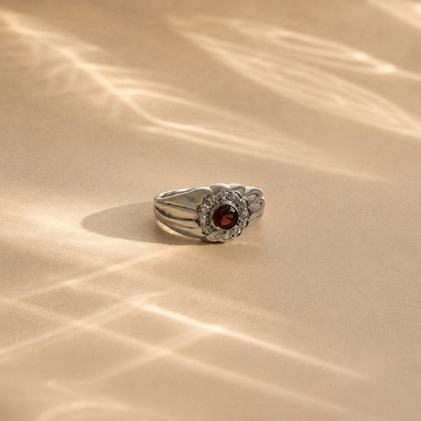 Vintage Garnet Floral Ring