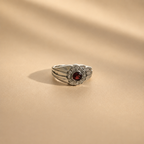Vintage Garnet Floral Ring