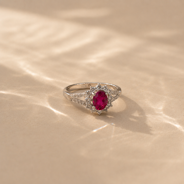 Pink CZ Halo Ring