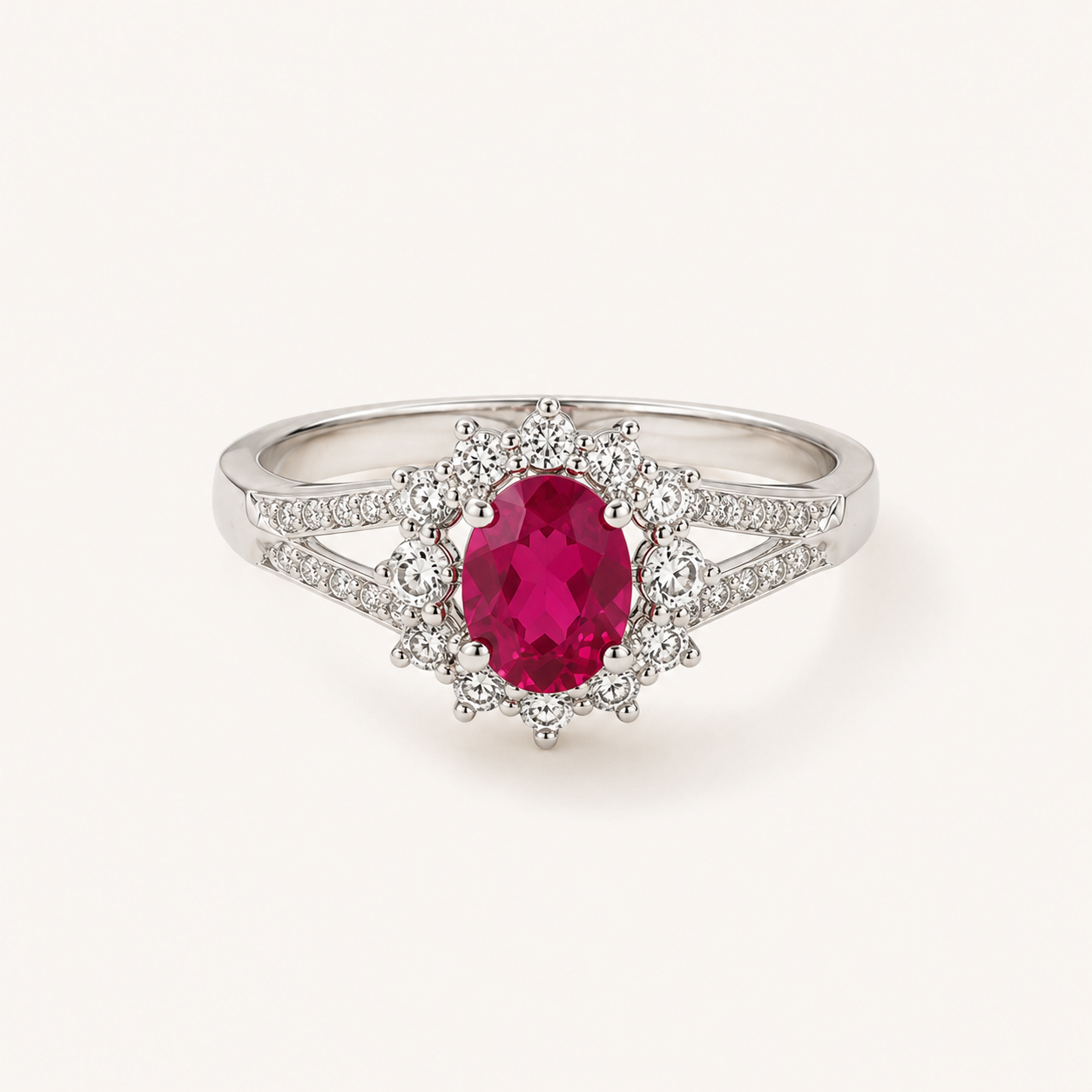 Pink CZ Halo Ring