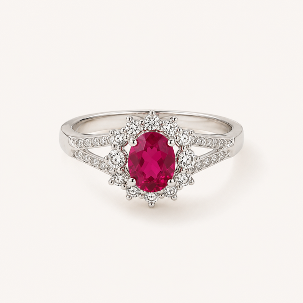 Pink CZ Halo Ring