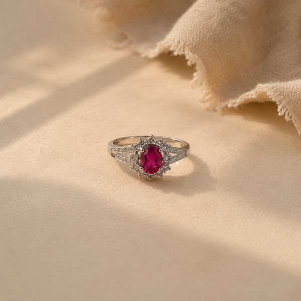 Pink CZ Halo Ring
